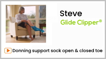 Donning compression socks independently with donning tool Steve Glide Clipper