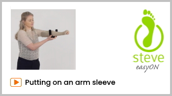 Donning an arm sleeve with donning tool Steve EasyON