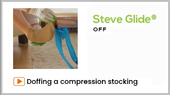 Doffing compression socks easy with doffing aid Steve Glide Clipper OFF